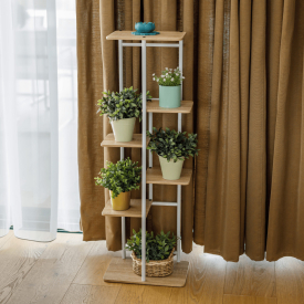 Virágállvány, fehér/sonoma tölgy, LEDOR TYP 2 Virágállvány, fehér/sonoma tölgy, LEDOR TYP 2