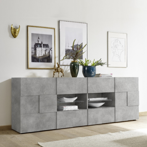 DAMA Beton Komód 2 ajtós 4 fiókos