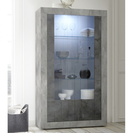 URBINO Beton-Oxidált Üveges szekrény 2 ajtós 110cm