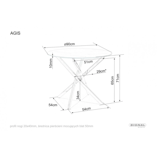 Agis Asztal Kerek 90cm Víztiszta