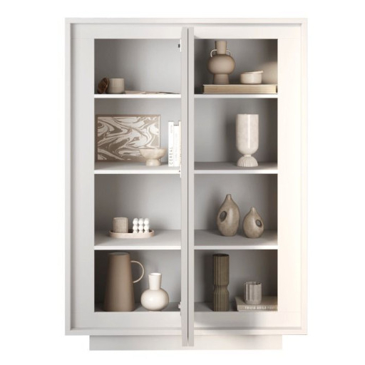 SKY 2.0 magas komód, 2 ajtóval, fehér matt lakkozott vázzal és előlapokkal