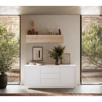   SKY 2.0 komód 2 ajtóval és 3 fiókkal, fehér matt lakkozott vázzal és előlapokkal