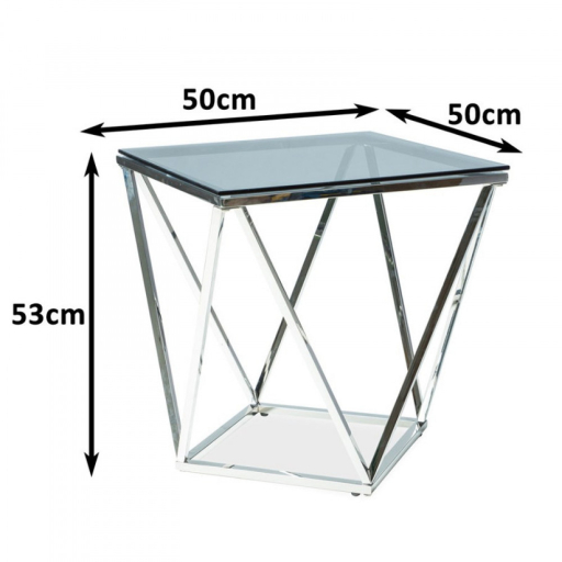 Silver B 50x50cm-es dohányzóasztal Fekete-Ezüst