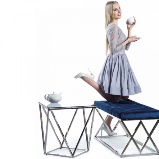 Silver B 50x50cm-es dohányzóasztal Fekete-Ezüst