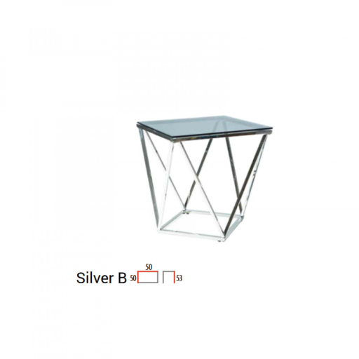 Silver B 50x50cm-es dohányzóasztal Fekete-Ezüst