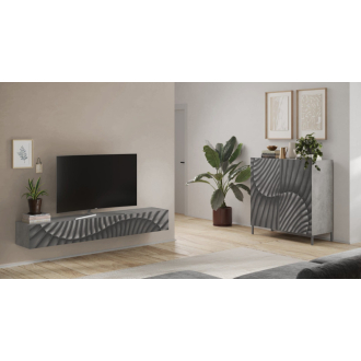   SNAKE kétajtós komód, antracitszürke testtel és antracitszürke, díszített mintázatú előlapokkal