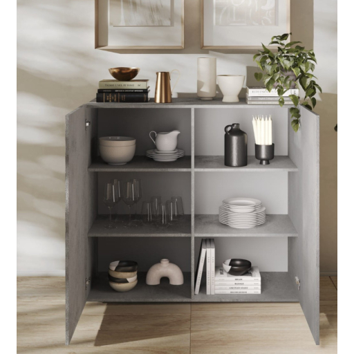 SNAKE kétajtós komód, antracitszürke testtel és antracitszürke, díszített mintázatú előlapokkal