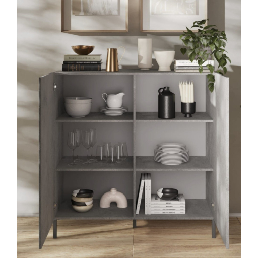 SNAKE kétajtós komód, antracitszürke testtel és antracitszürke, díszített mintázatú előlapokkal