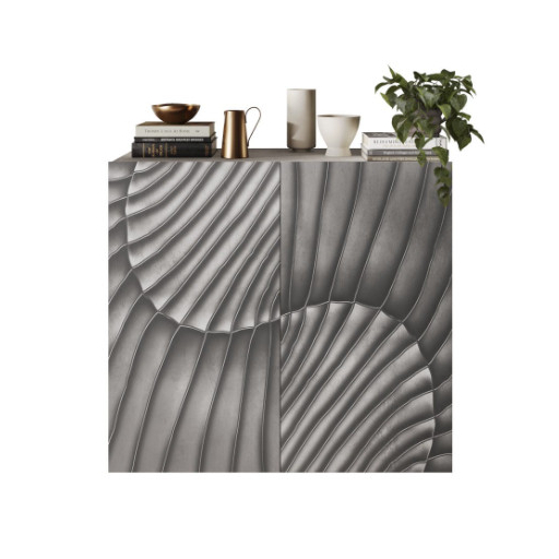 SNAKE kétajtós komód, antracitszürke testtel és antracitszürke, díszített mintázatú előlapokkal