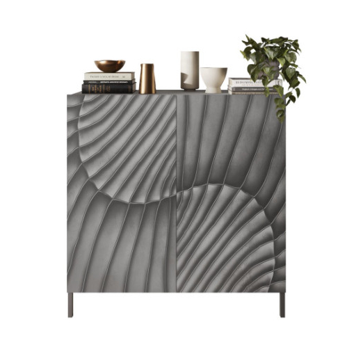 SNAKE kétajtós komód, antracitszürke testtel és antracitszürke, díszített mintázatú előlapokkal