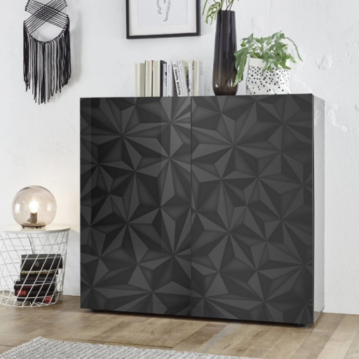 PRISMA Antracit szürke Nagy Komód 2 ajtós 121cm