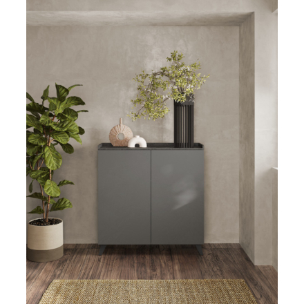 TRAY Szürke - Ólom magas Komód 2 ajtós 121 cm
