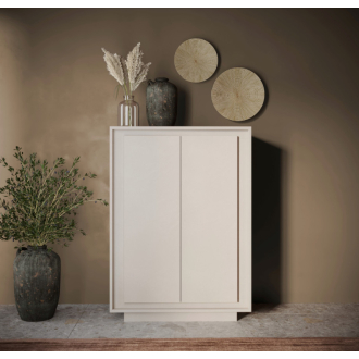   SKY 2.0 magas komód, 2 ajtóval, kasmír vázzal és laminált előlapokkal