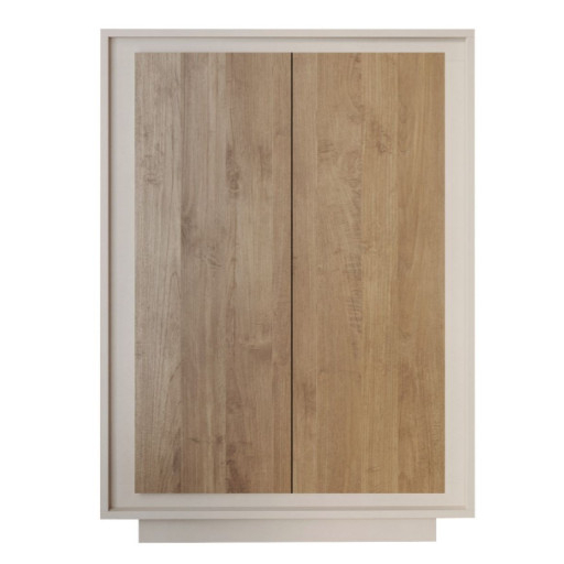 SKY 2.0 magas komód, 2 ajtóval, kasmír vázzal és Mercuri tölgy mintázatú laminált előlapokkal