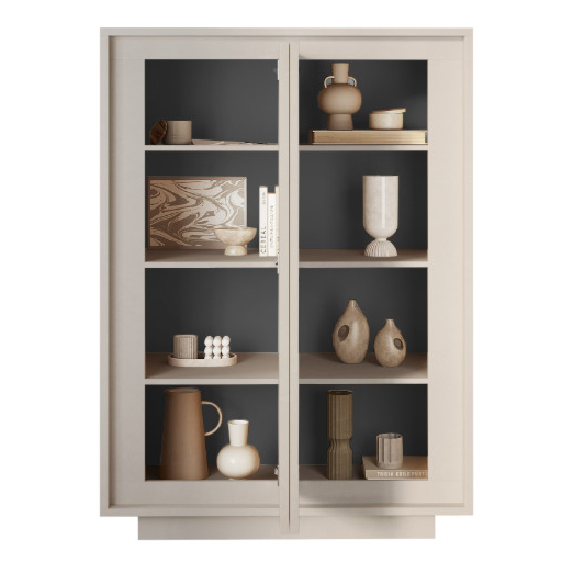 SKY 2.0 magas komód, 2 ajtóval, kasmír vázzal és laminált előlapokkal