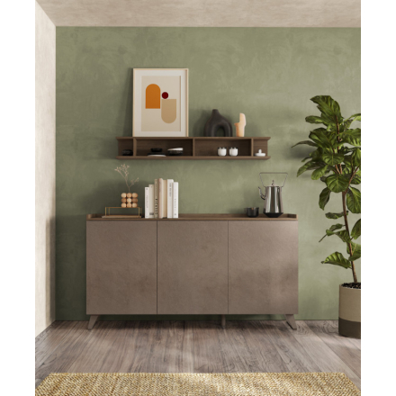 TRAY Szürke - Mercure tölgy Komód 3 ajtós 181 cm
