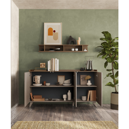 TRAY Szürke - Mercure tölgy Komód 3 ajtós 181 cm