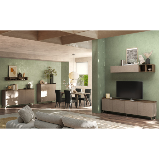 TRAY Szürke - Mercure tölgy Komód 3 ajtós 181 cm