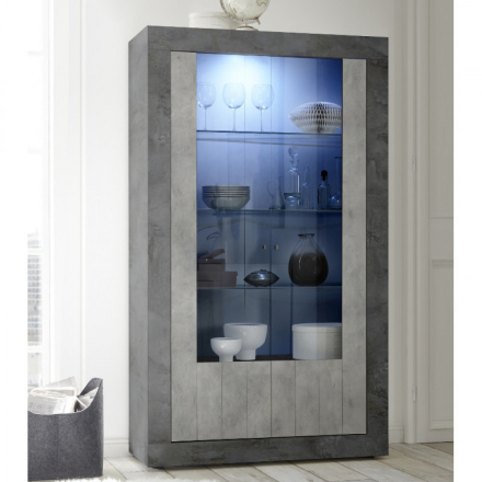 URBINO Oxidált-Beton Üveges szekrény 2 ajtós 110cm