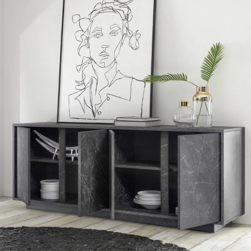 Carrara 4 ajtós komód antracit márvány 180cm