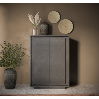   SKY 2.0 magas komód, 2 ajtóval, sötét láva vázzal és laminált előlapokkal