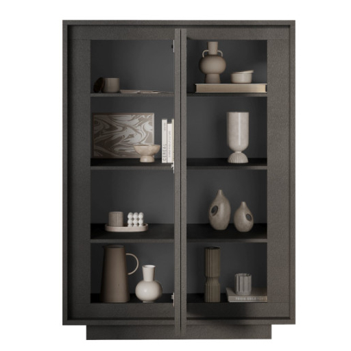 SKY 2.0 magas komód, 2 ajtóval, sötét láva vázzal és laminált előlapokkal