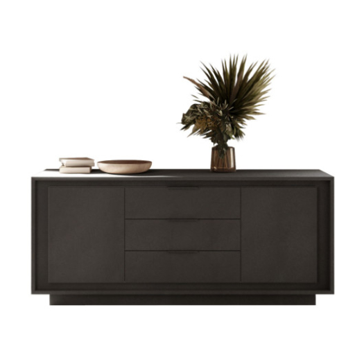 SKY 2.0 komód 2 ajtóval és 3 fiókkal, sötét láva matt  vázzal és laminált előlapokkal