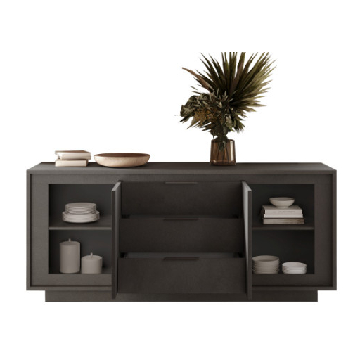 SKY 2.0 komód 2 ajtóval és 3 fiókkal, sötét láva matt  vázzal és laminált előlapokkal