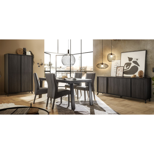 CITY négyajtós komód fekete, laminált vázzal és előlapokkal