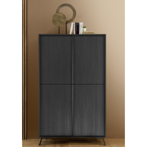 CITY négyajtós komód fekete, laminált vázzal és előlapokkal