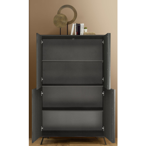 CITY négyajtós komód fekete, laminált vázzal és előlapokkal