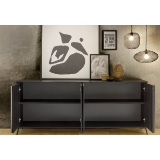   CITY Négyajtós komód, fekete, laminált vázzal és előlapokkal