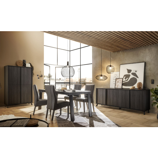 CITY Négyajtós komód, fekete, laminált vázzal és előlapokkal