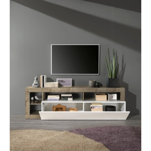 Hamburg TV állvány fehér, pero tölgy 184 cm