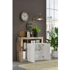 Hamburg komód fehér, pero tölgy 108 x 93 cm