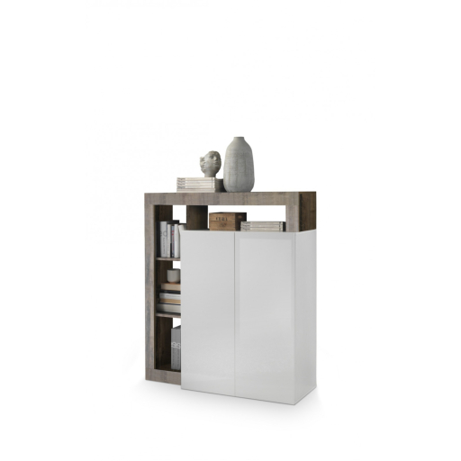 Hamburg komód fehér, pero tölgy 108 x 127 cm