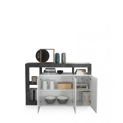 Hamburg 3 ajtós komód fehér, oxidált 146 cm