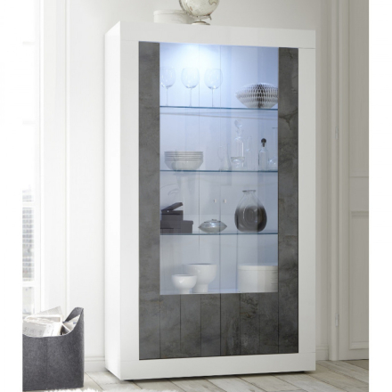 URBINO Fehér-Oxidált Üveges szekrény 2 ajtós 110cm