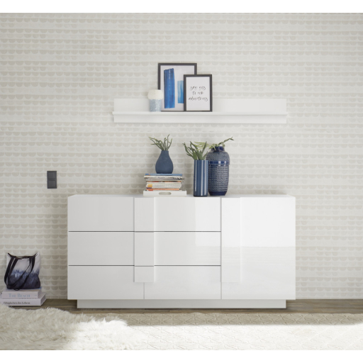 Jupiter 1 ajtós, 3 fiókos komód fehér 182 cm