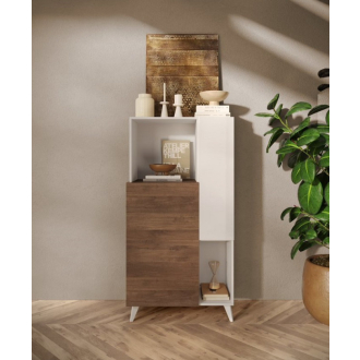   Monaco magas fiókos komód fehér fényes/Mercure tölgy 81 cm