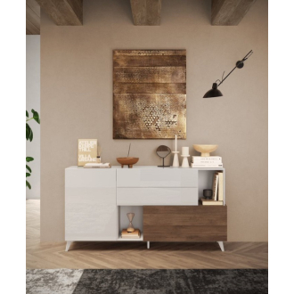 Monaco Fiókos Komód Fehér Fényes/Mercure Tölgy 181 cm