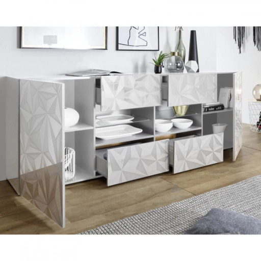 PRISMA Fehér Komód 2 ajtós 4 fiókos 241cm