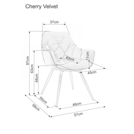 Cherry Velvet étkezőszék sötétkék