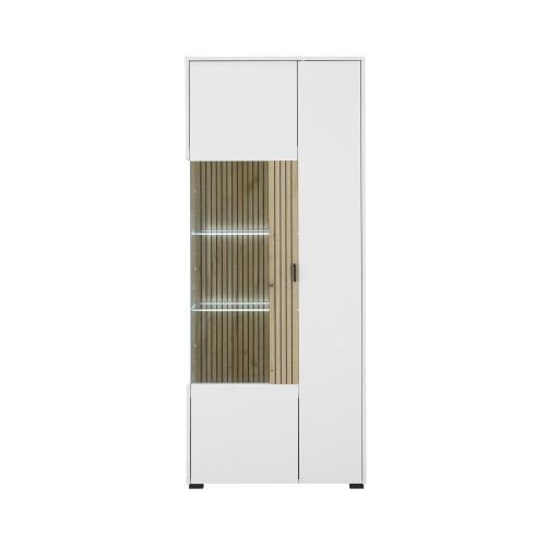 Hudson vitrin matt fehér/Evoke tölgy