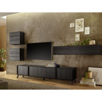   STEEL Faliszekrény, vízszintes kialakítású, 1 felnyíló ajtóval, fekete, laminált