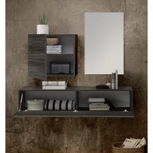 STEEL Fali szekrény, kisméretű, 1 ajtós, fekete, laminált