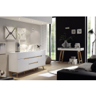 Cervo polcos-fiókos komód, matt fehér MDF, 145 cm