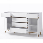 Cervo polcos-fiókos komód, matt fehér MDF, 169 cm