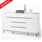 Cervo polcos-fiókos komód, matt fehér MDF, 169 cm