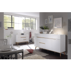 Cervo polcos-fiókos komód, matt fehér MDF, 193 cm